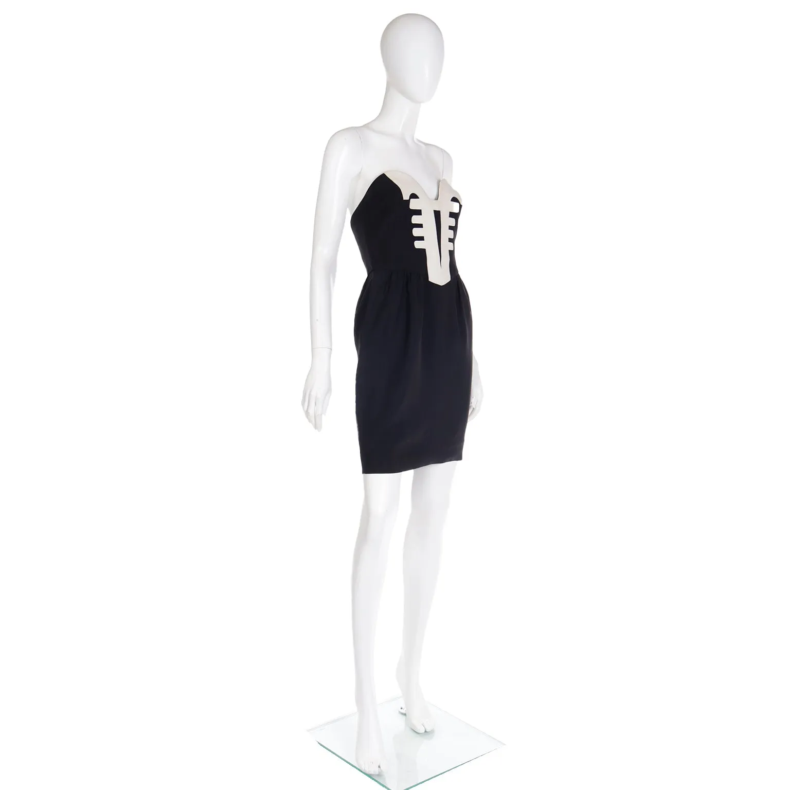 1992 Moschino Couture Spring Summer 1992 Strapless Venetian Gondola Bow Dress