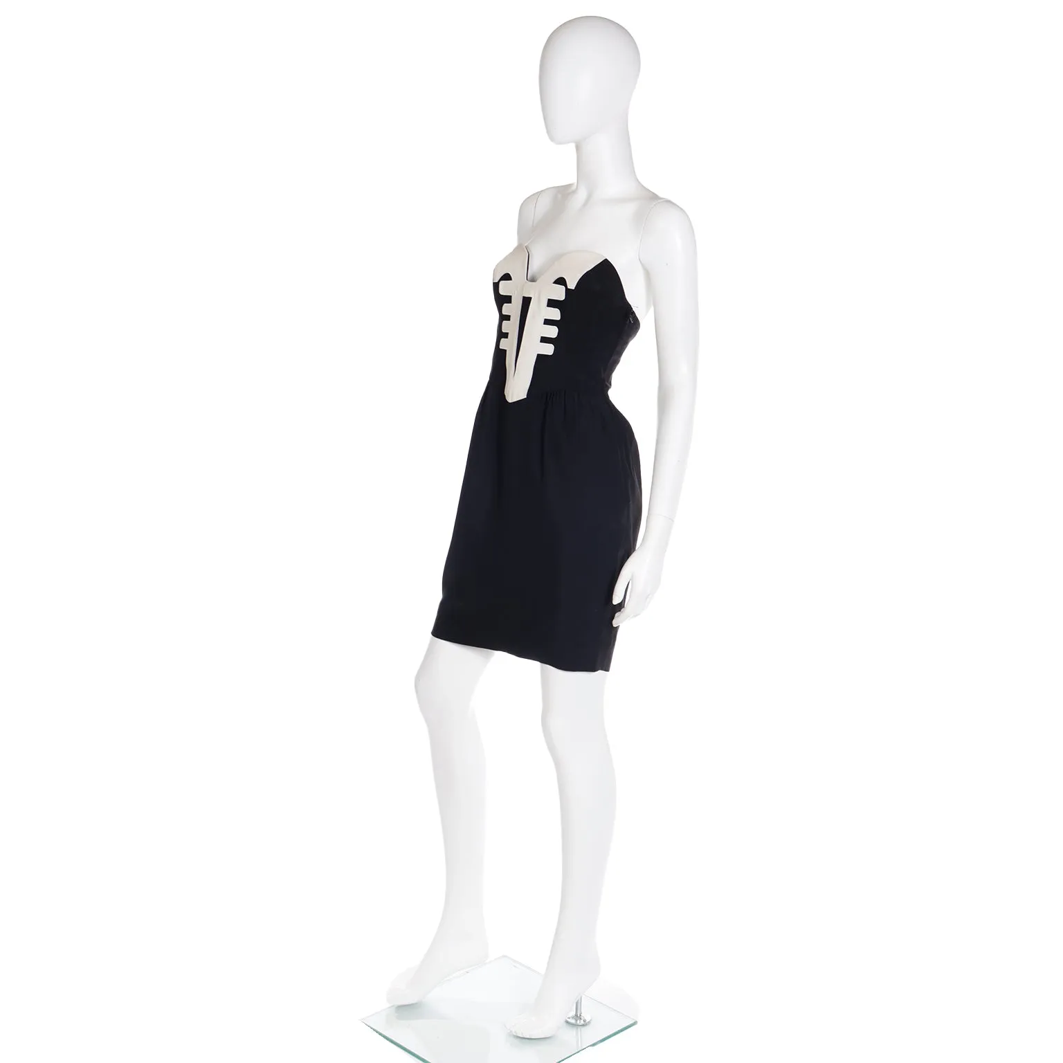 1992 Moschino Couture Spring Summer 1992 Strapless Venetian Gondola Bow Dress