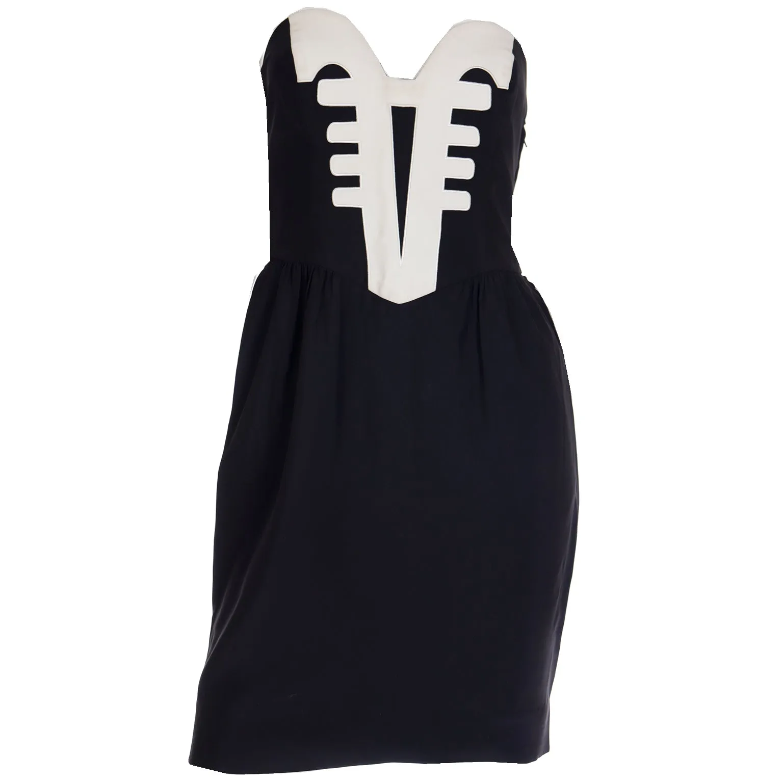 1992 Moschino Couture Spring Summer 1992 Strapless Venetian Gondola Bow Dress