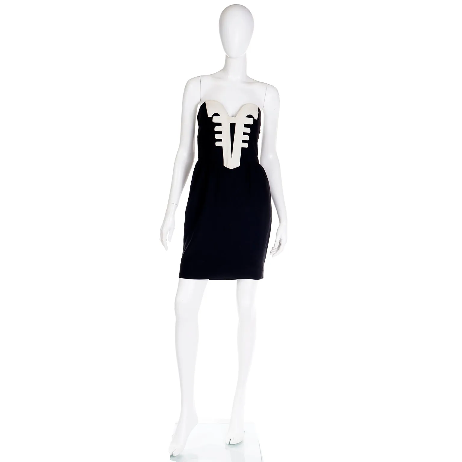 1992 Moschino Couture Spring Summer 1992 Strapless Venetian Gondola Bow Dress
