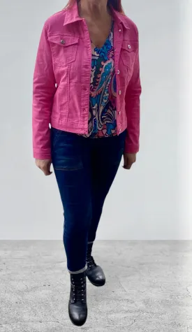 Amara Reya Stretchy Pink Denim Jacket