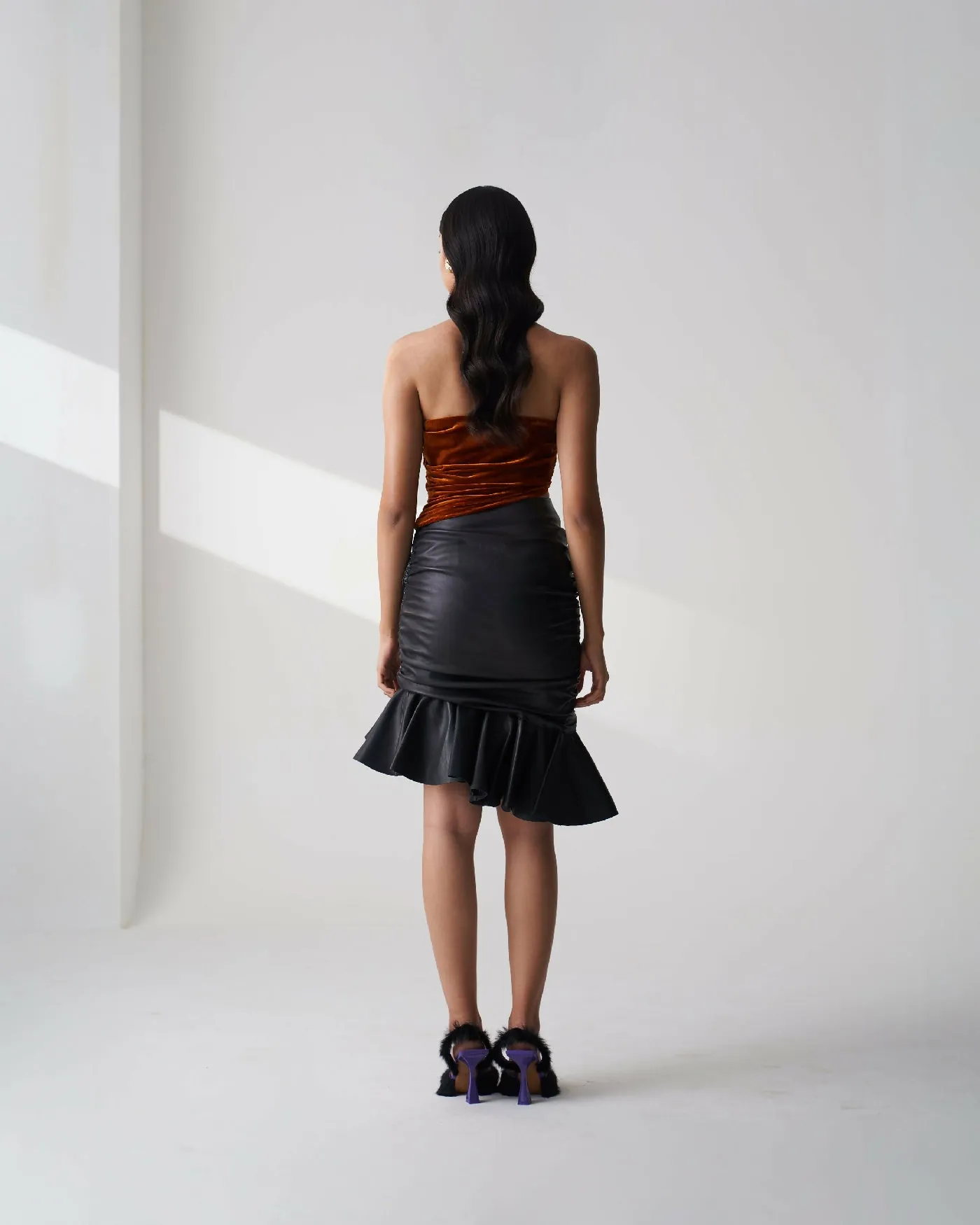 Asymmetric Leather Skirt