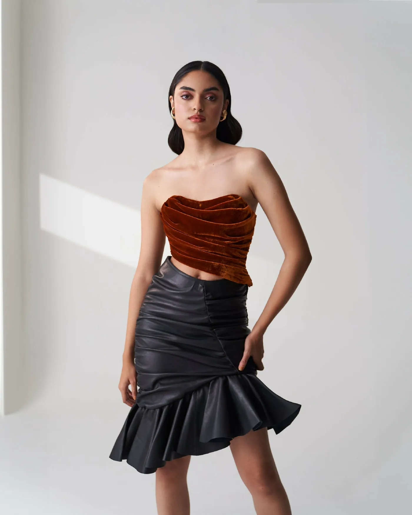 Asymmetric Leather Skirt