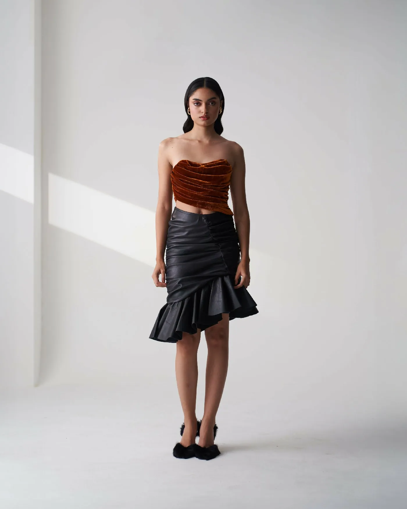 Asymmetric Leather Skirt