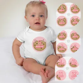 Baby Custom Monthly Onesies - Cookies Pink