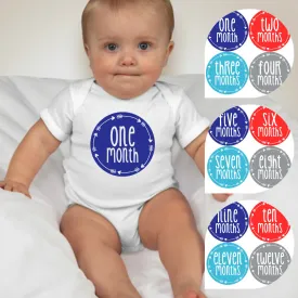 Baby Custom Monthly Onesies - Round Arrows