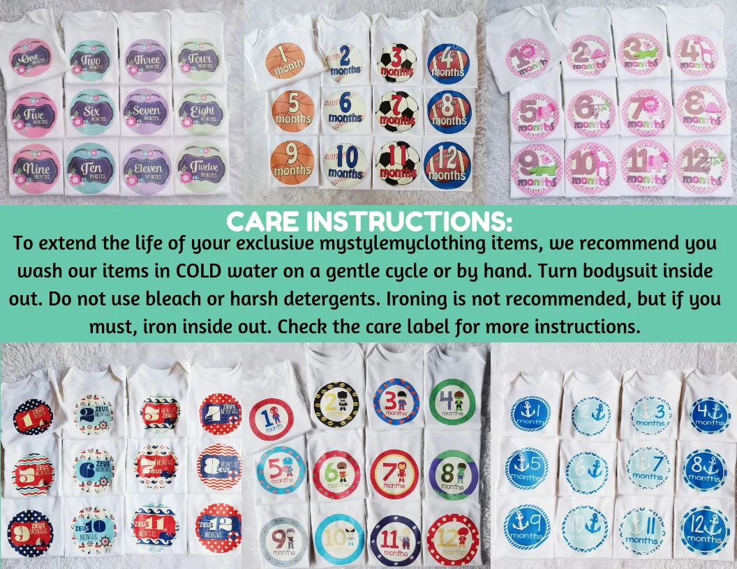 Baby Custom Monthly Onesies - Round Arrows