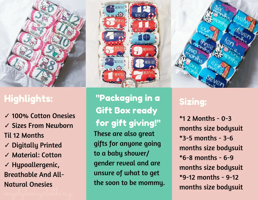 Baby Custom Monthly Onesies - Round Arrows