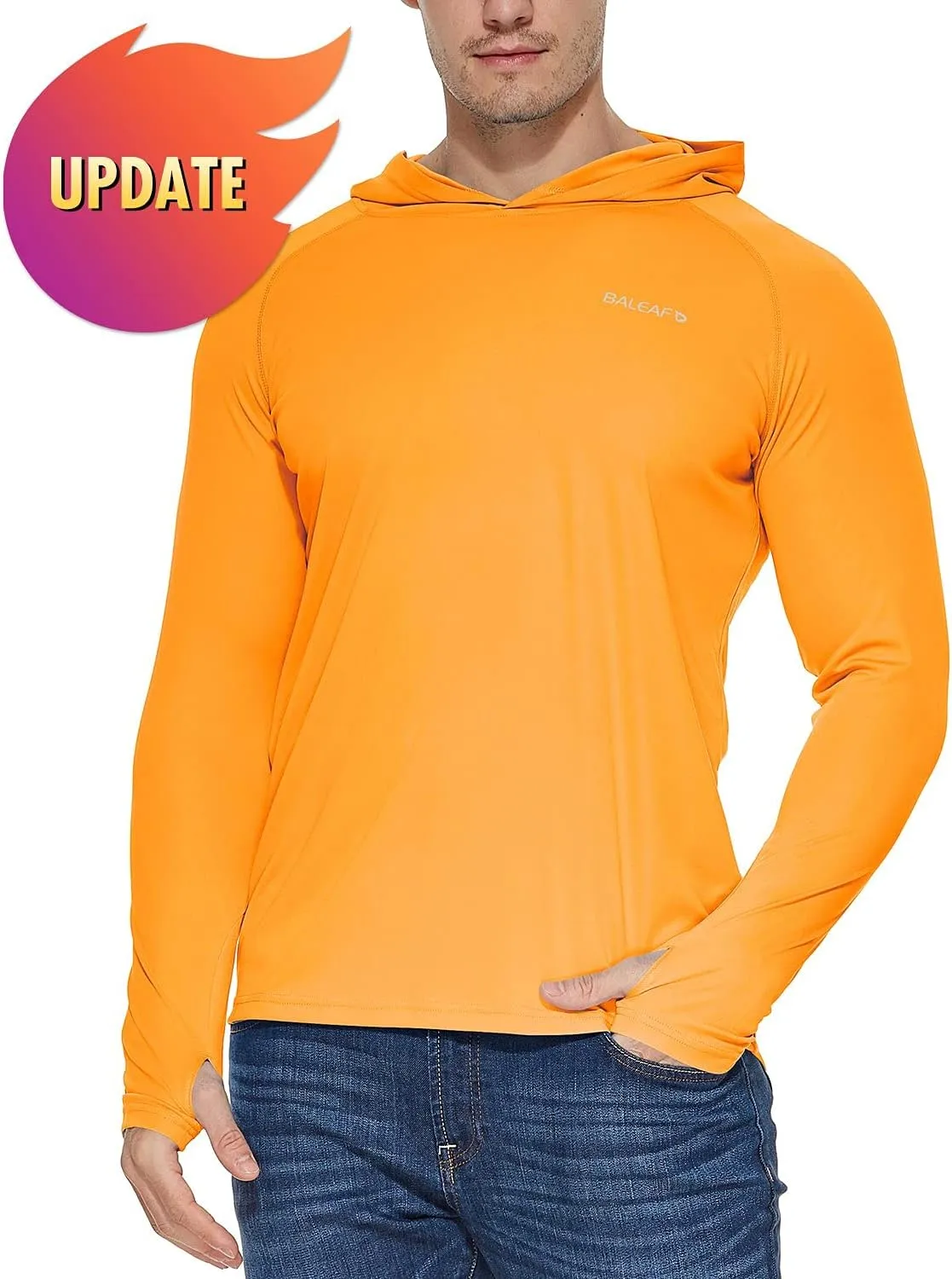 baleaf Men's Sun Protection Hoodie Shirt UPF 50  Long Sleeve UV SPF T-Shirts Rash Guard Fishing Swimming Lightweight