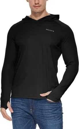 baleaf Men's Sun Protection Hoodie Shirt UPF 50  Long Sleeve UV SPF T-Shirts Rash Guard Fishing Swimming Lightweight