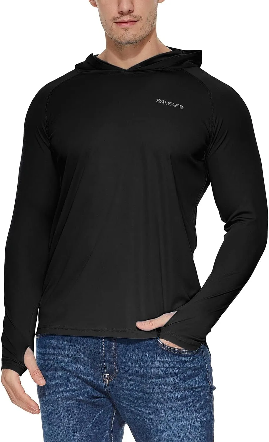 baleaf Men's Sun Protection Hoodie Shirt UPF 50  Long Sleeve UV SPF T-Shirts Rash Guard Fishing Swimming Lightweight