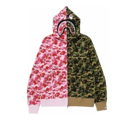 BAPE ABC Camo Crazy Shark Full Zip Hoodie - Pink/Green