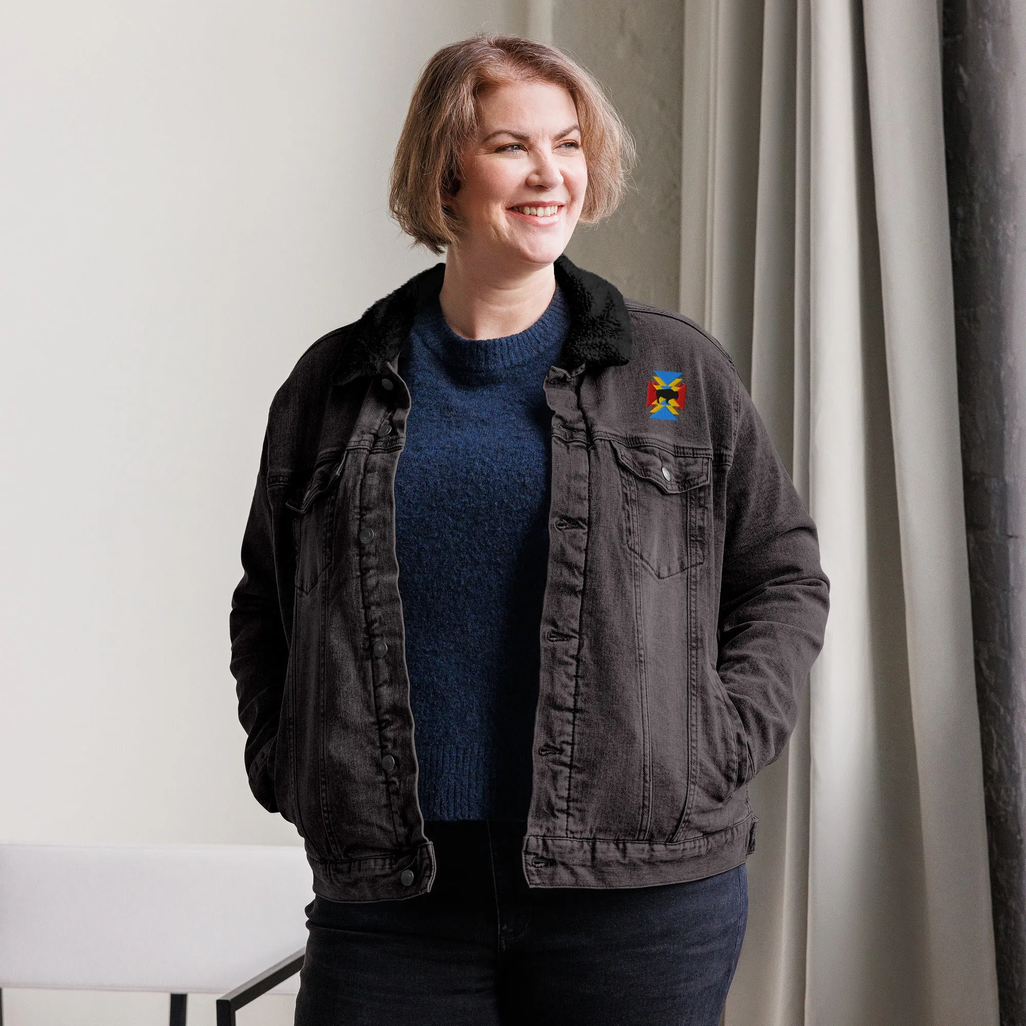 BE BRAVE Unisex Denim Sherpa Jacket