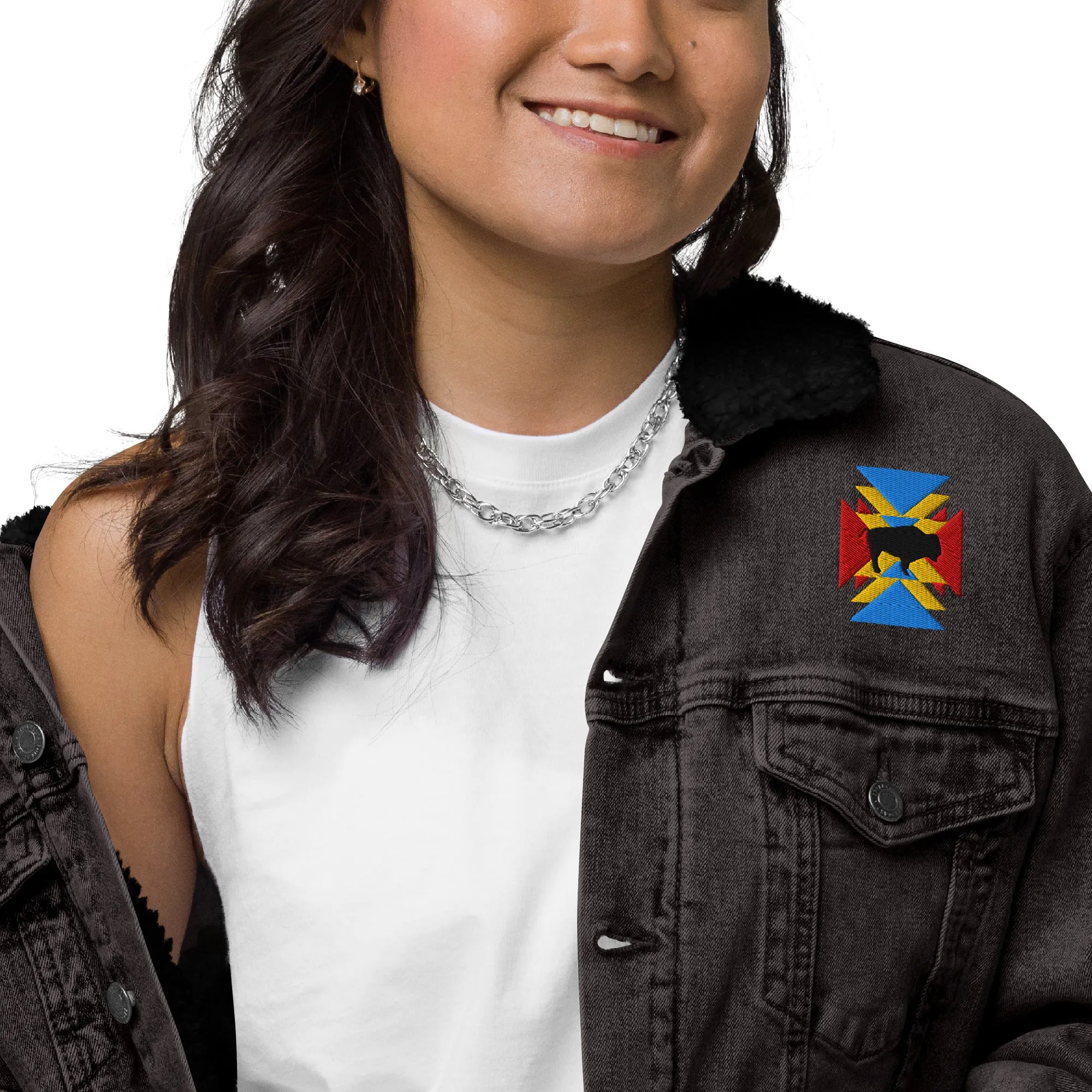 BE BRAVE Unisex Denim Sherpa Jacket