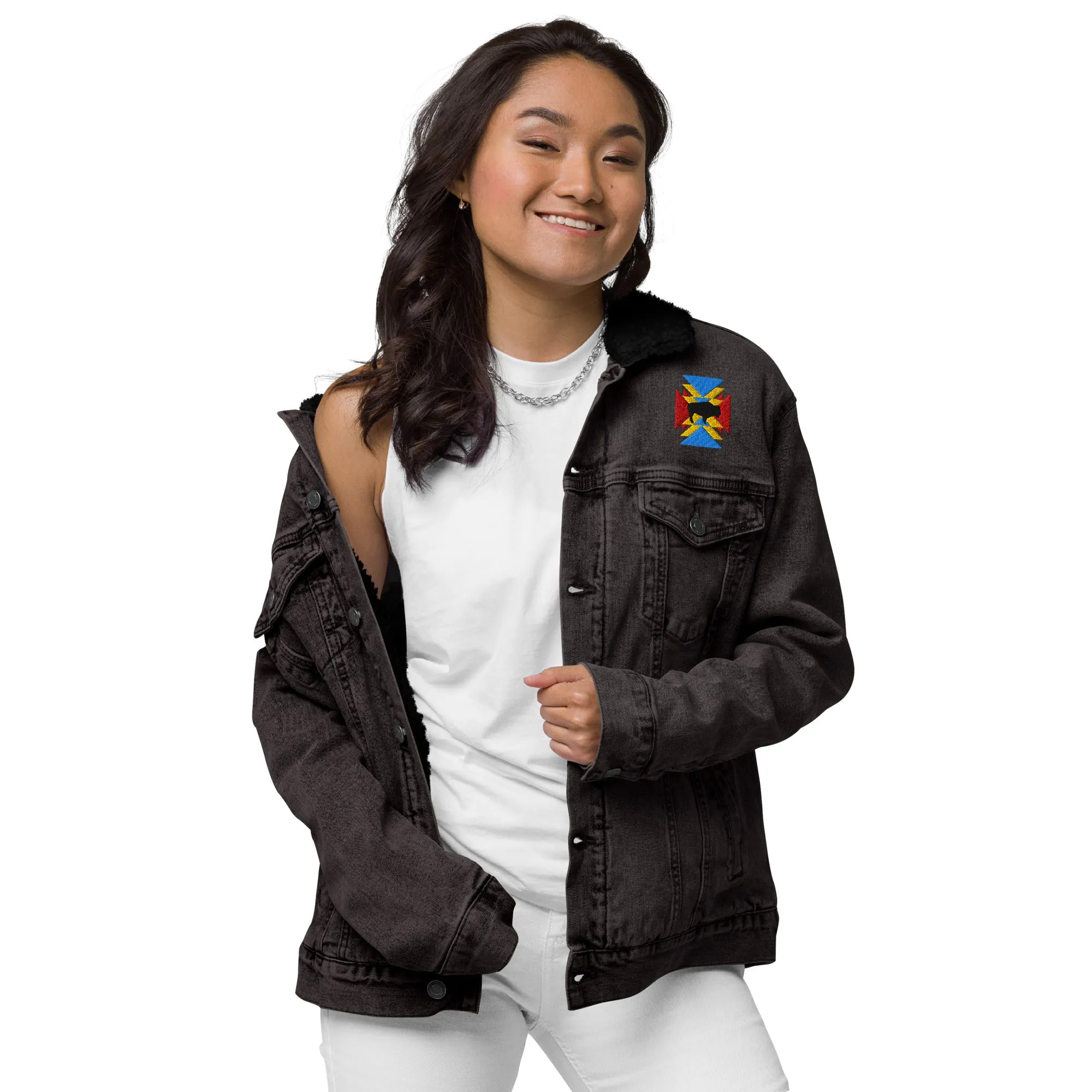 BE BRAVE Unisex Denim Sherpa Jacket