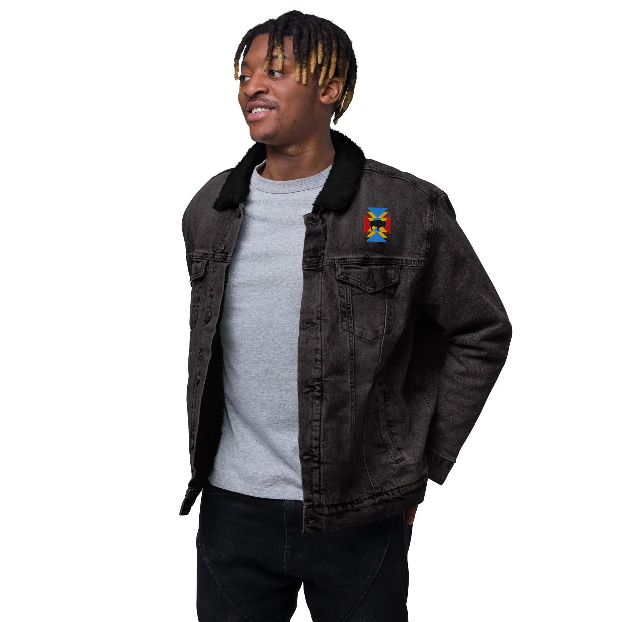 BE BRAVE Unisex Denim Sherpa Jacket