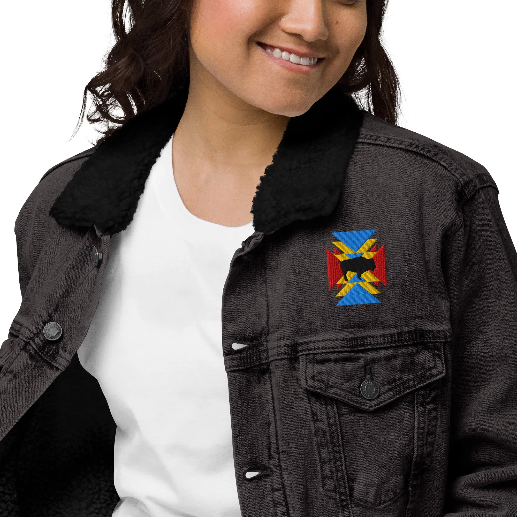 BE BRAVE Unisex Denim Sherpa Jacket