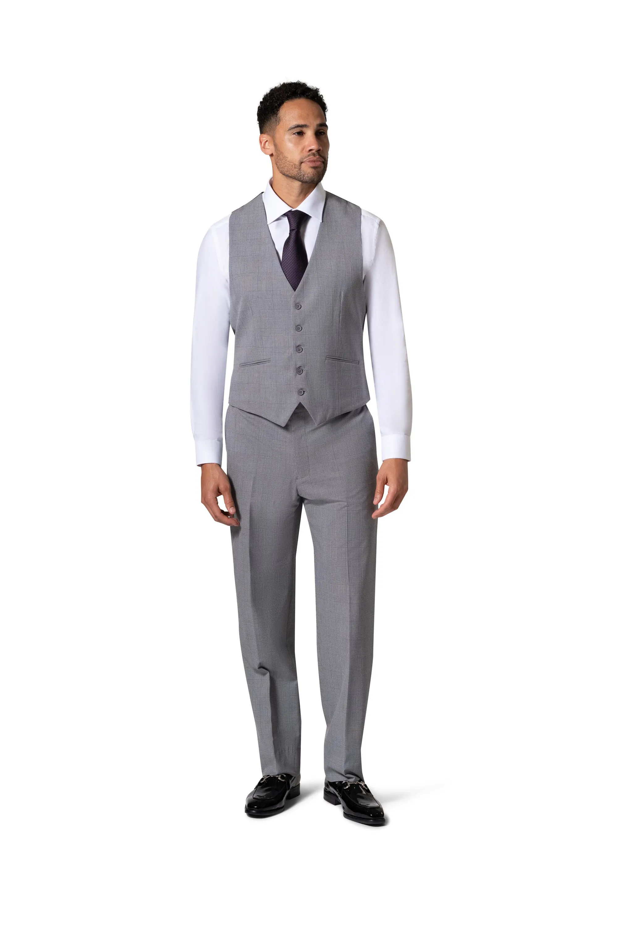 Bergamo Orange BP04KE-07 3PC Notch Slim Suit - Grey