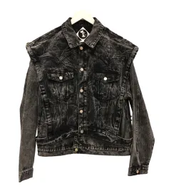 Black Acid Denim Jacket Vest Set