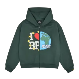 Broken Planet My Planet Zip Up Hoodie 'Emerald Green'