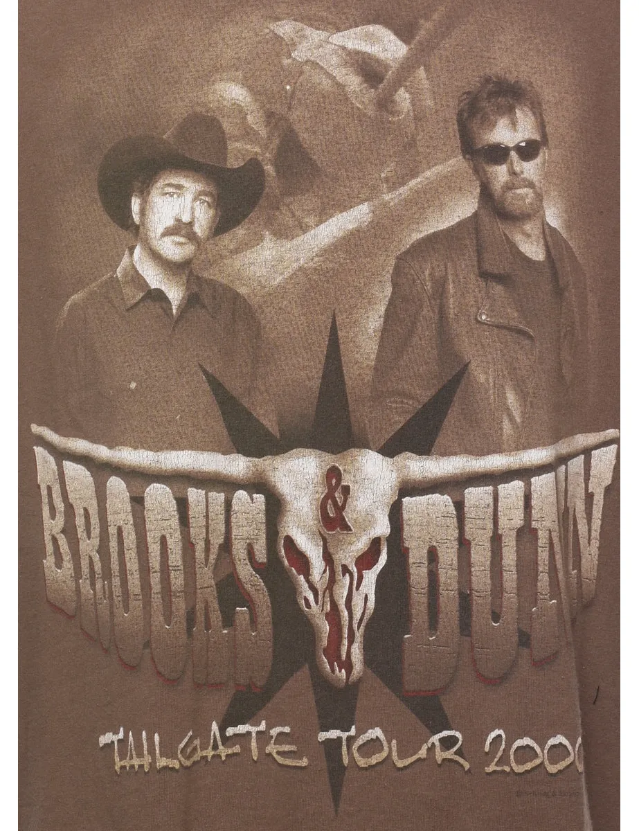 Brooks & Dunn Light Brown Printed T-shirt - XL