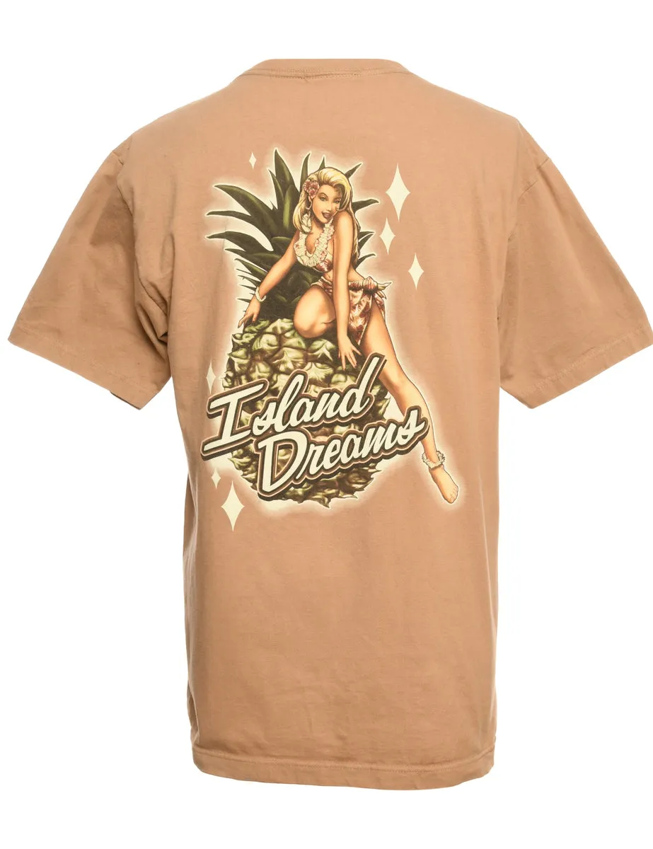 Brown Printed T-shirt - L