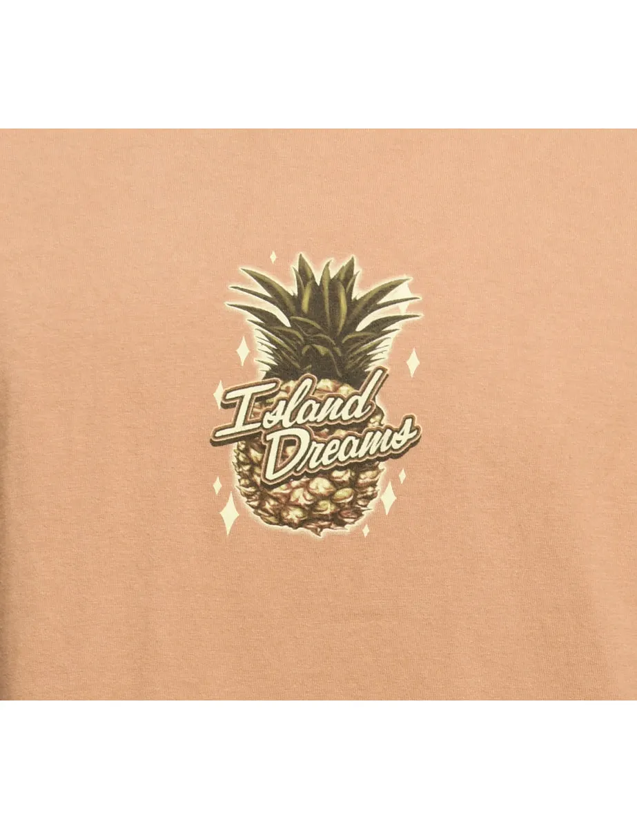 Brown Printed T-shirt - L