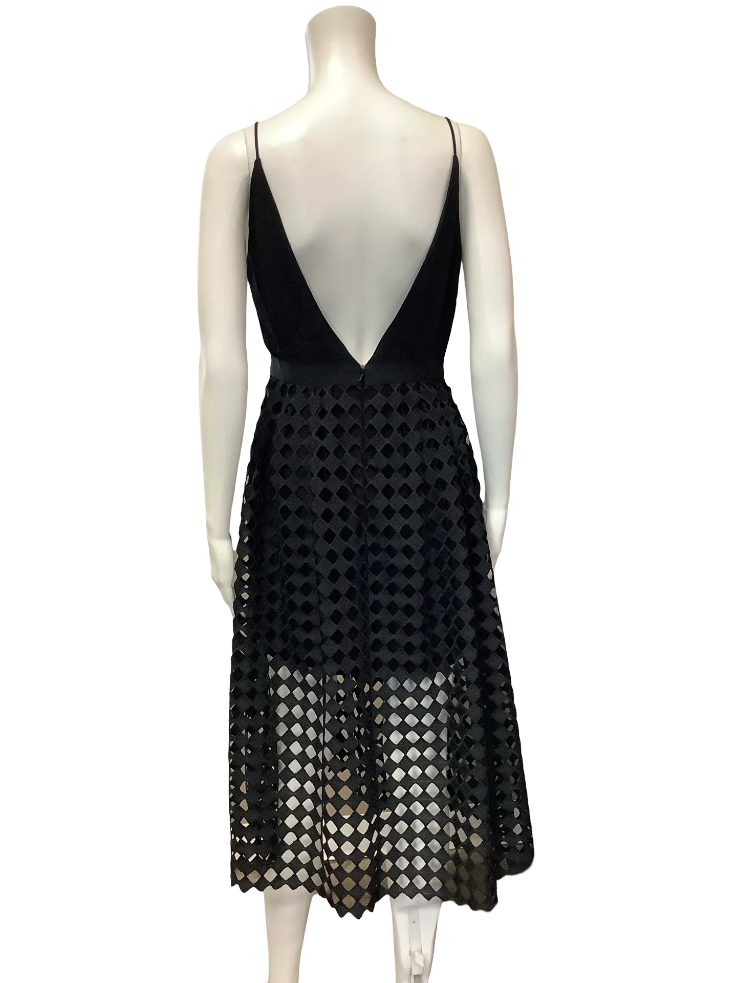 Cynthia Rawley Women's Dress Midi Length Black Lazer Cut Sleeveless Size: 6