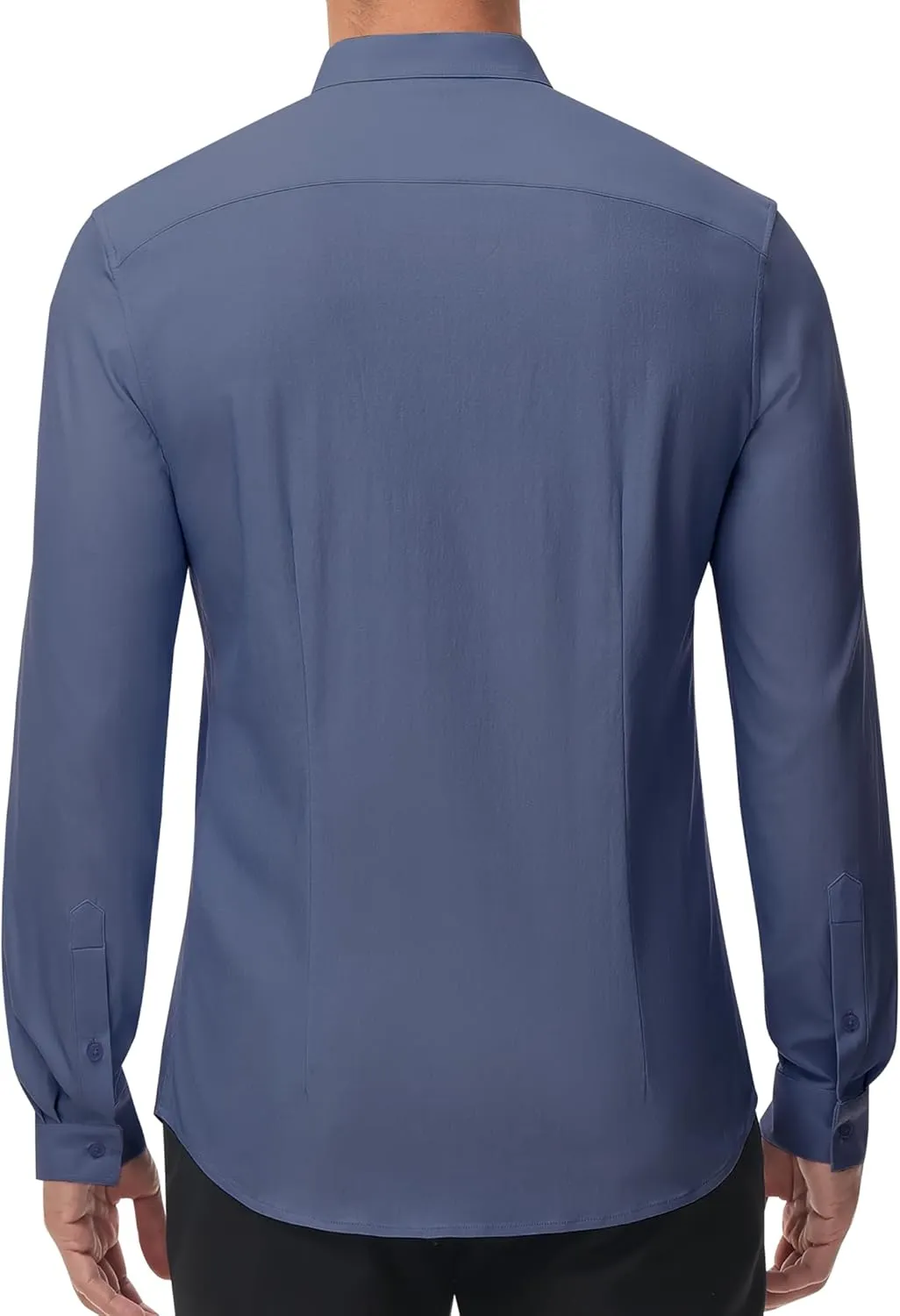 DEMEANOR Band Collar Dress Shirts for Men Stretch Dress Shirts Collarless Button Down Long Sleeve Shirts Muscle Fit