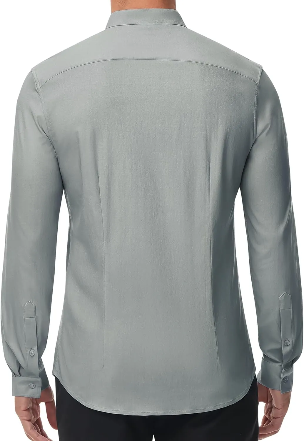 DEMEANOR Band Collar Dress Shirts for Men Stretch Dress Shirts Collarless Button Down Long Sleeve Shirts Muscle Fit