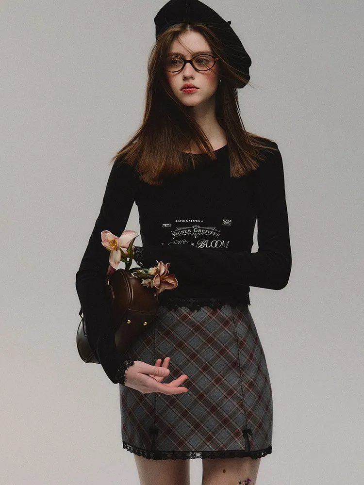 Diamond-shaped Plaid Hip-hugging Skirt