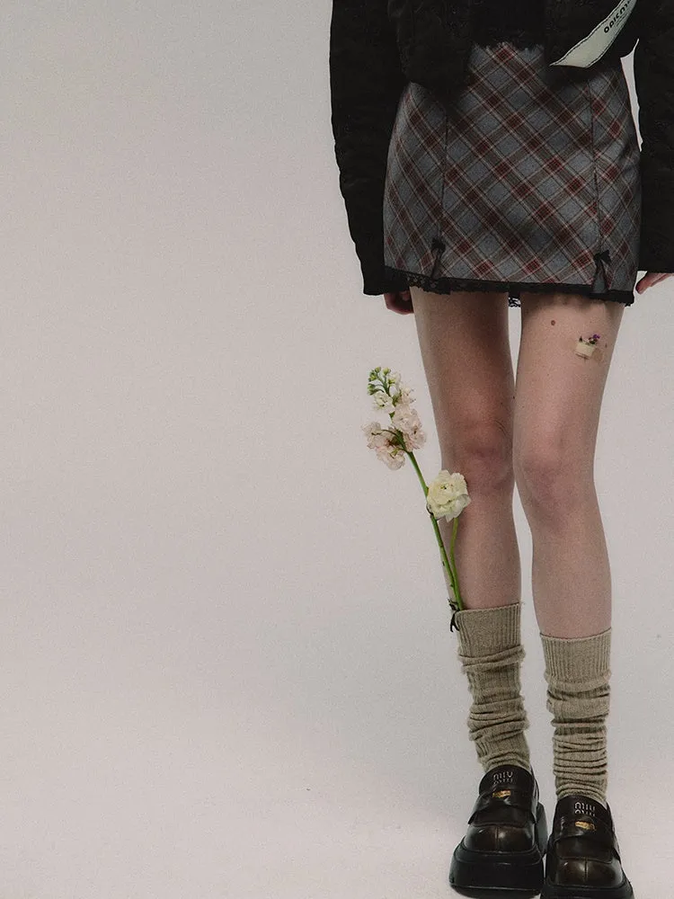 Diamond-shaped Plaid Hip-hugging Skirt