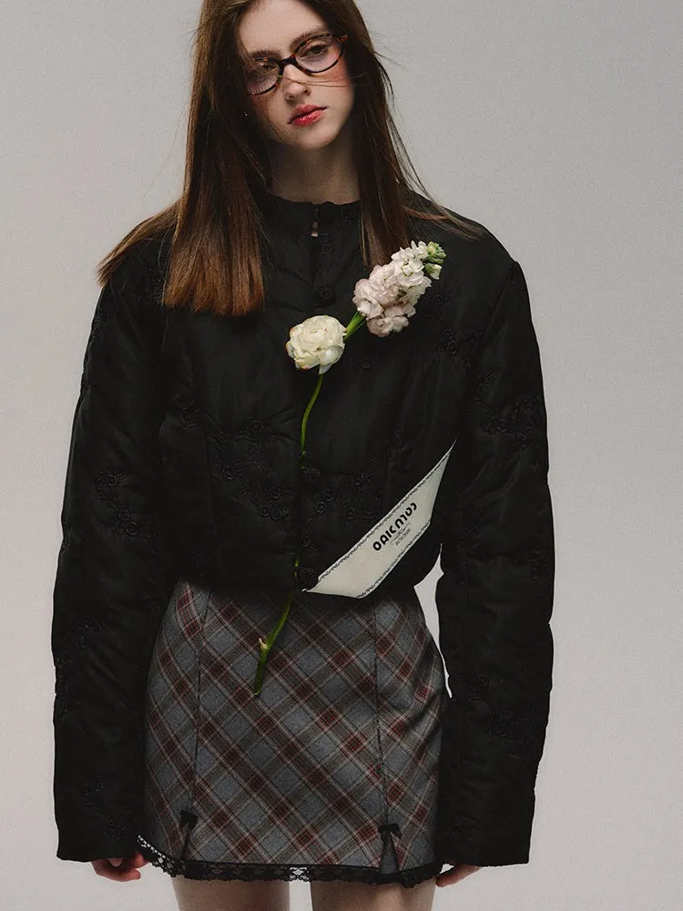 Diamond-shaped Plaid Hip-hugging Skirt