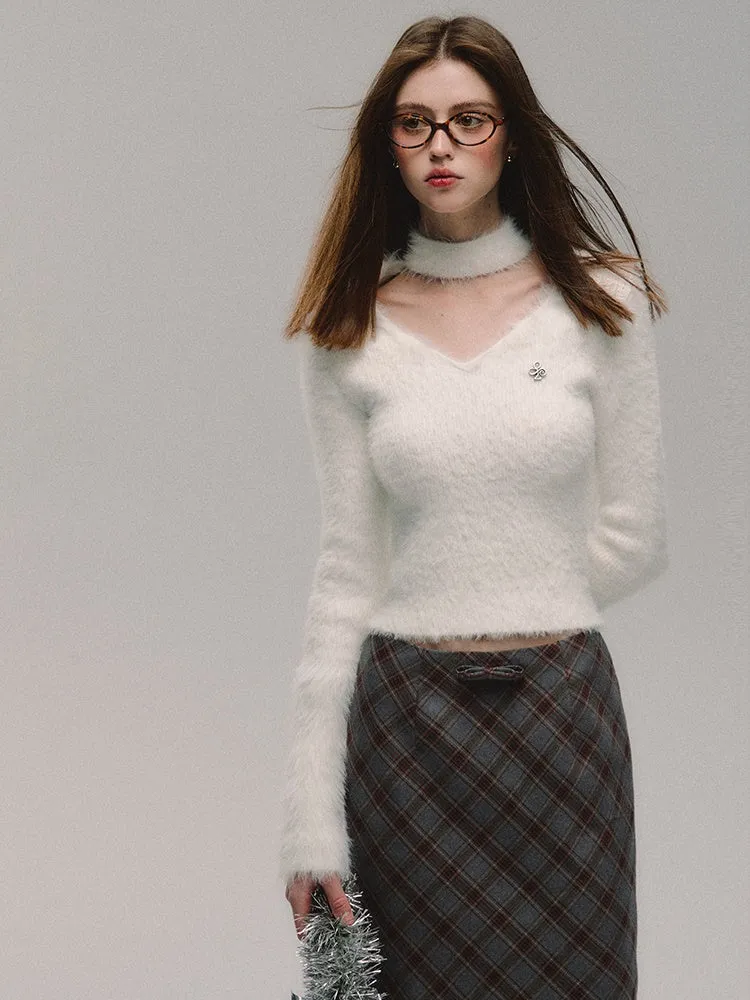 Diamond-shaped Plaid Hip-hugging Skirt