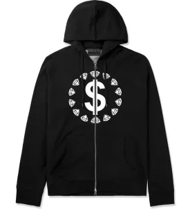Diamonds Money Sign Logo Zip Up Hoodie Hoody