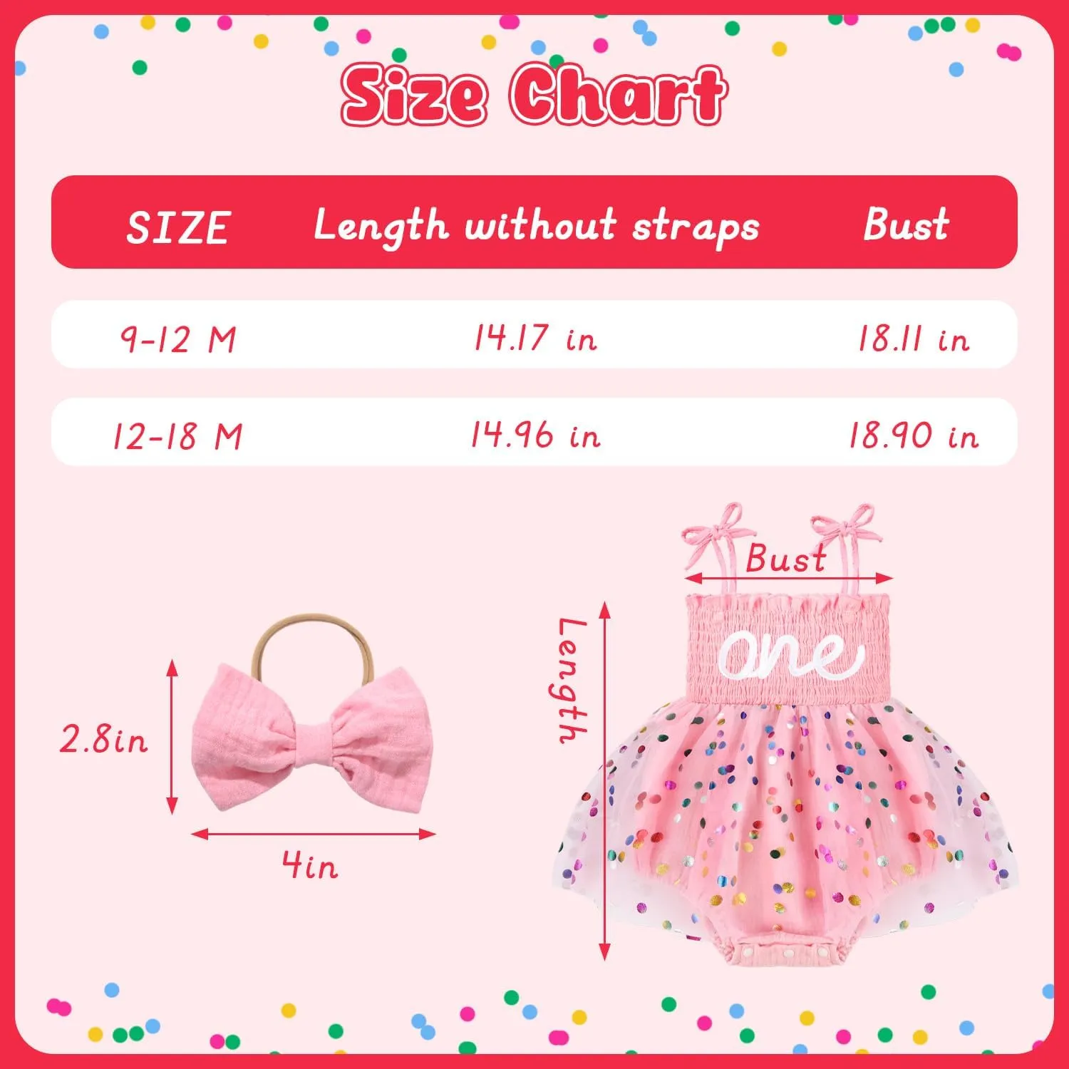 HONGTEYA Baby Girl 1st Birthday Outfit Girl First Birthday Clothes One Year Old Gifts Lace Romper Tulle Summer Newborn Dress