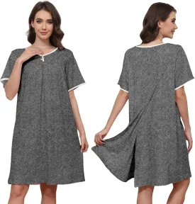 Hospital Gowns for Women Open Back Tear Away Snap Post Shoulder Surgery Short Sleeve Soft Cotton Adaptive Clothing