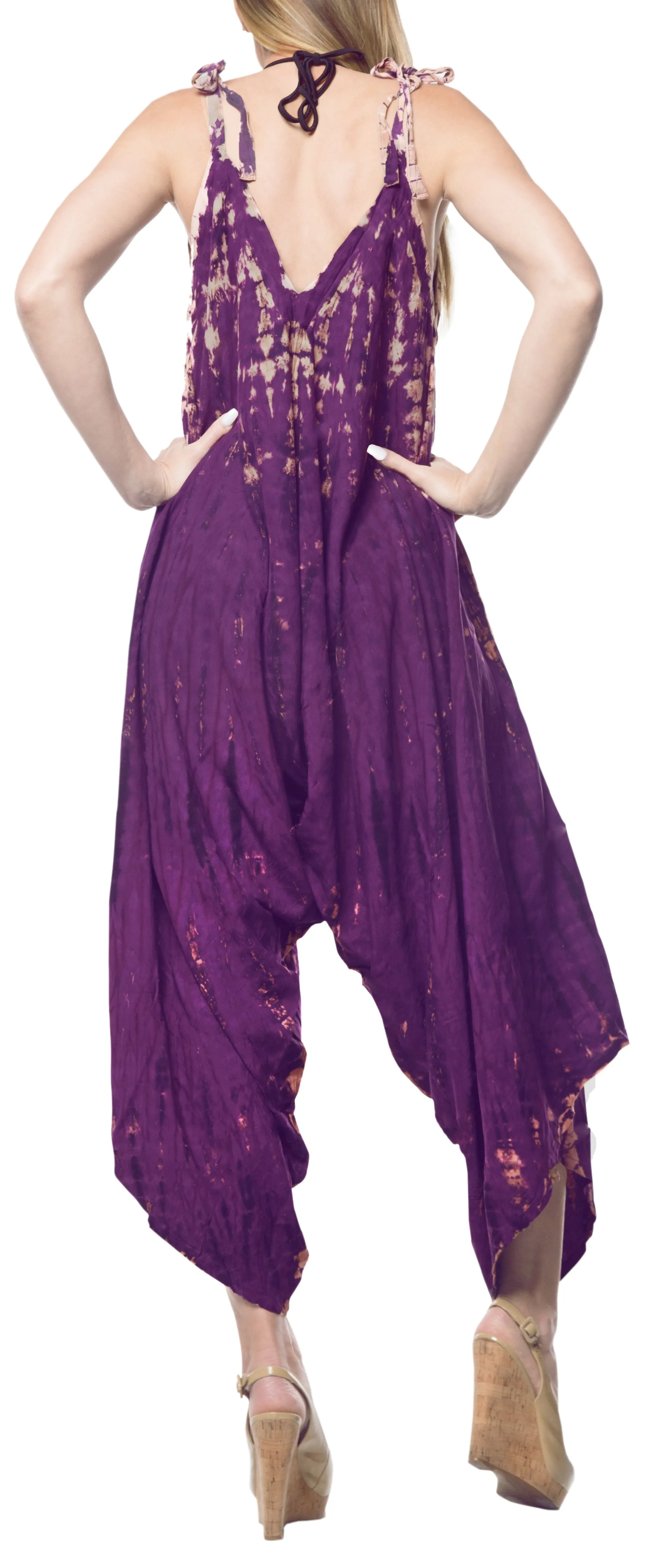 LA LEELA Tie Dye Swimwear Luau Boho Beach Dresses OSFM 14-16  Purple_3463