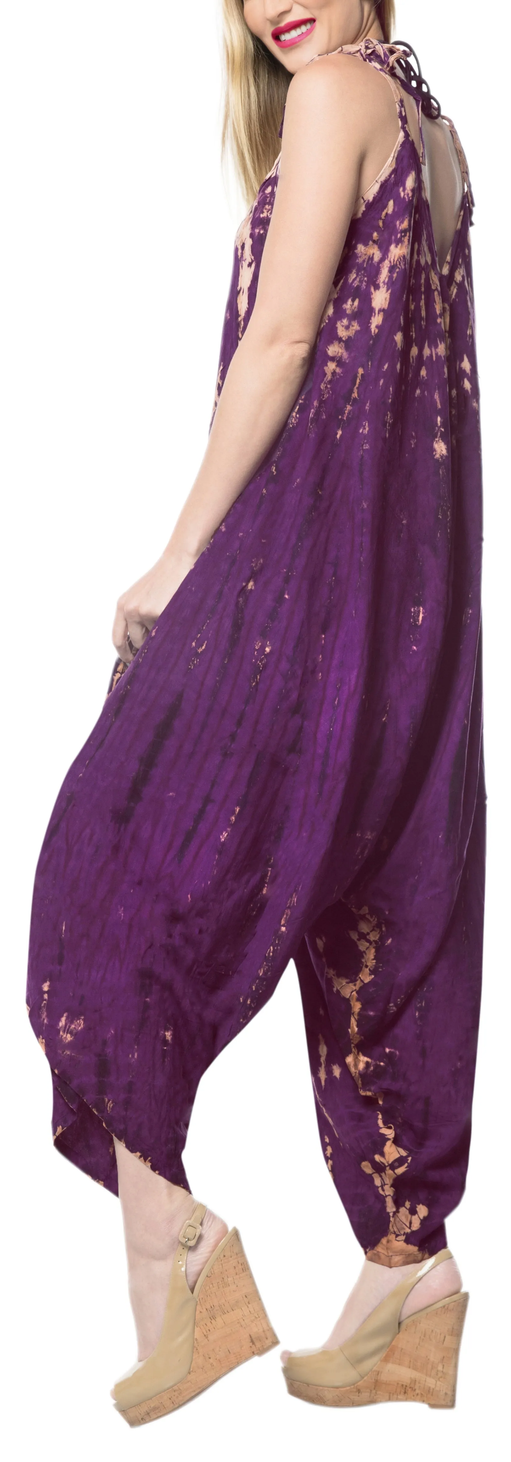 LA LEELA Tie Dye Swimwear Luau Boho Beach Dresses OSFM 14-16  Purple_3463