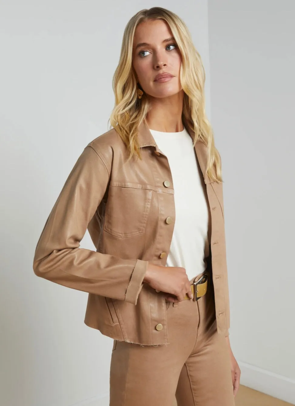 La1431 Coated Denim Jacket - Cappuccino