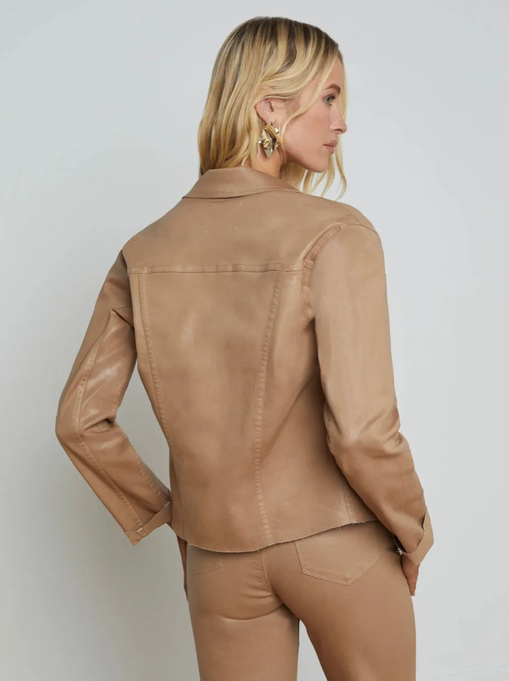 La1431 Coated Denim Jacket - Cappuccino
