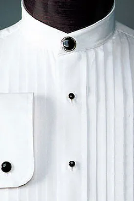 Mandarin Collar Tuxedo Shirt - Ivory