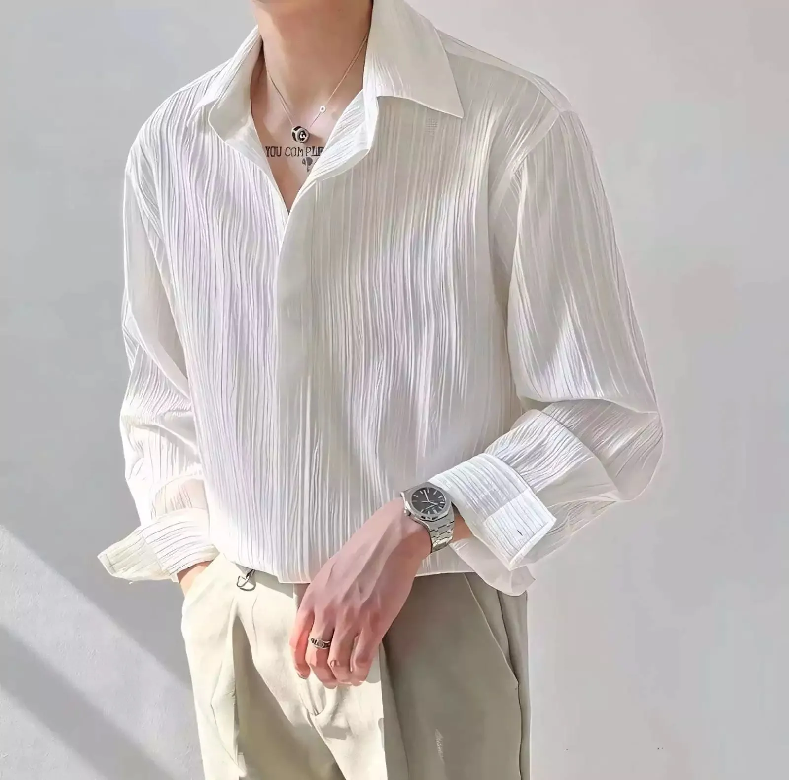 Mandarin Collared Apricot Shirt