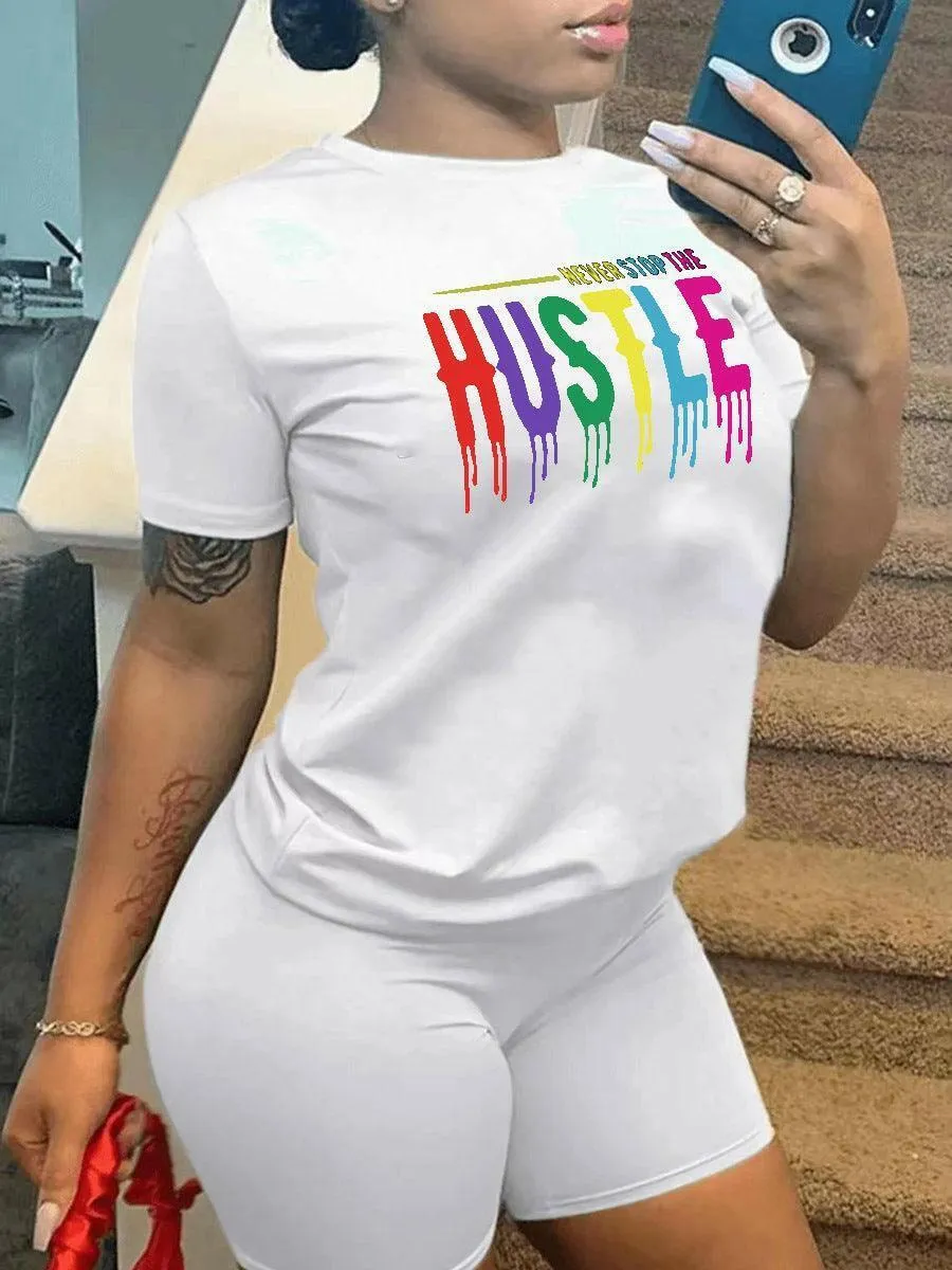 Marlie  Summer Black T- Shirt  Short Sleeve Letter Print