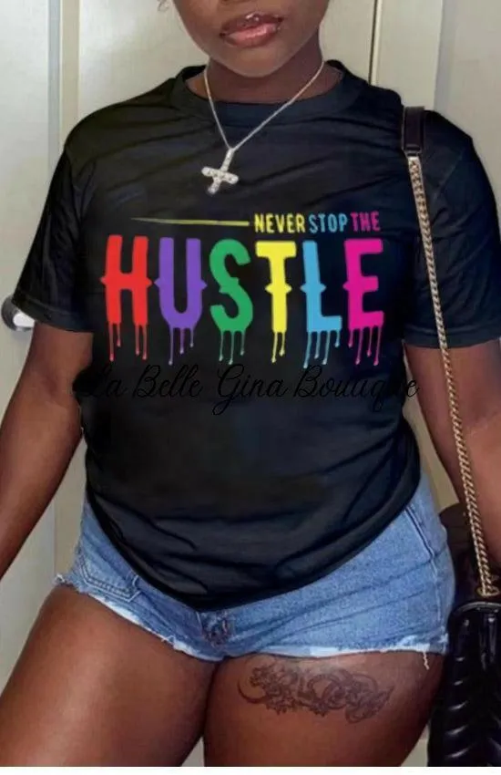 Marlie  Summer Black T- Shirt  Short Sleeve Letter Print