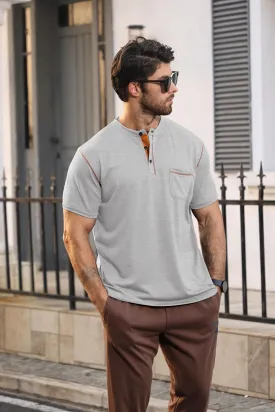 Men's Henley Shirt Short Sleeve T-Shirt Casual Top Pullover Summer Lightweight Tee Shirts with Button