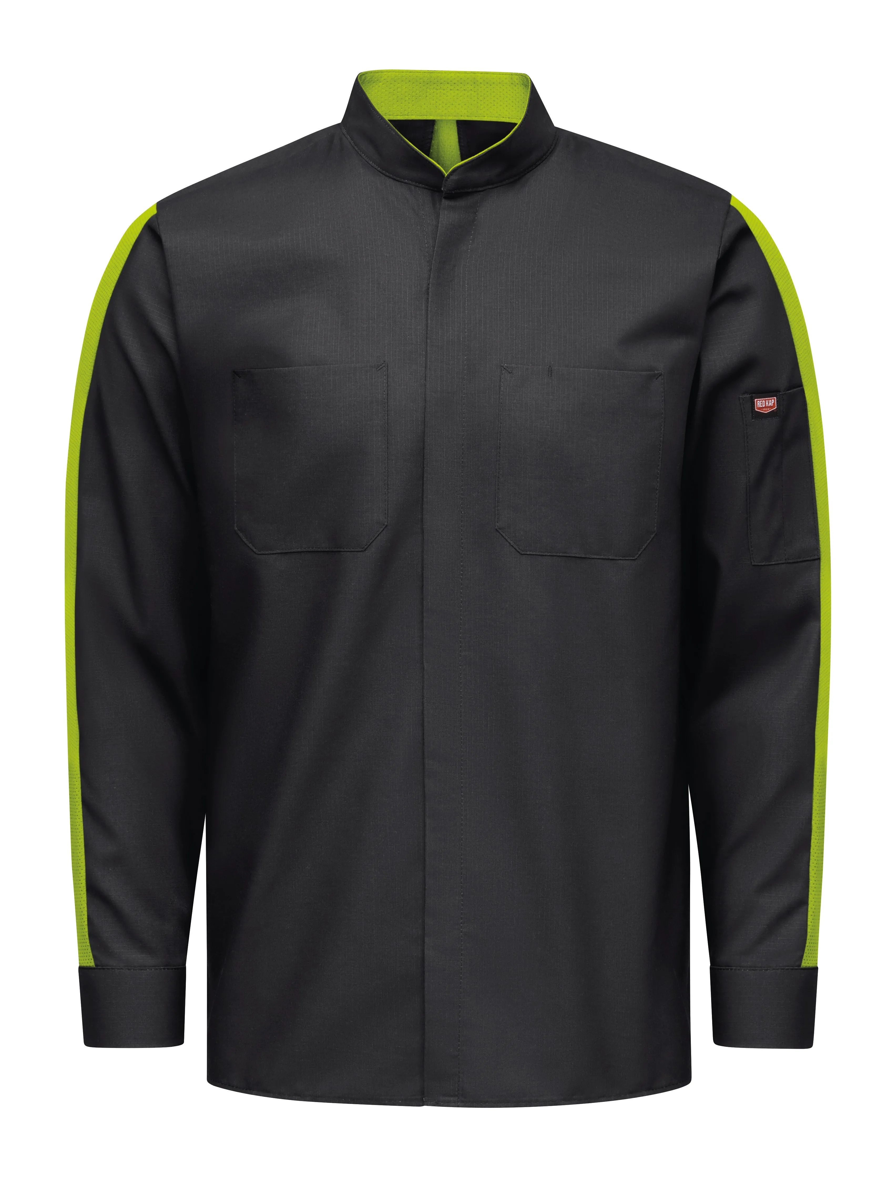 Men's Long Sleeve Two-Tone Pro  Work Shirt with OilBlok and Mimix SX36 - Black |Hi-Vis Yellow