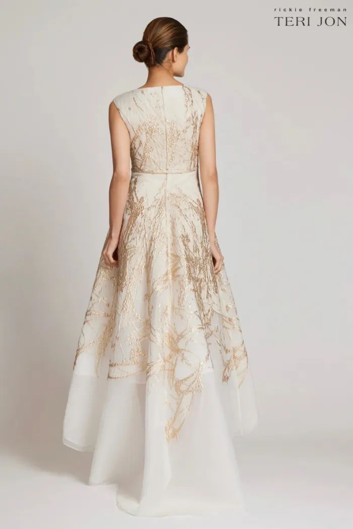 Metallic Organza Jacquard A-Line Dress