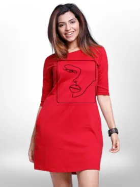 PRINTED ART WOMEN'S THREE QUARTER SLEEVE T-SHIRT SIDE POCKET