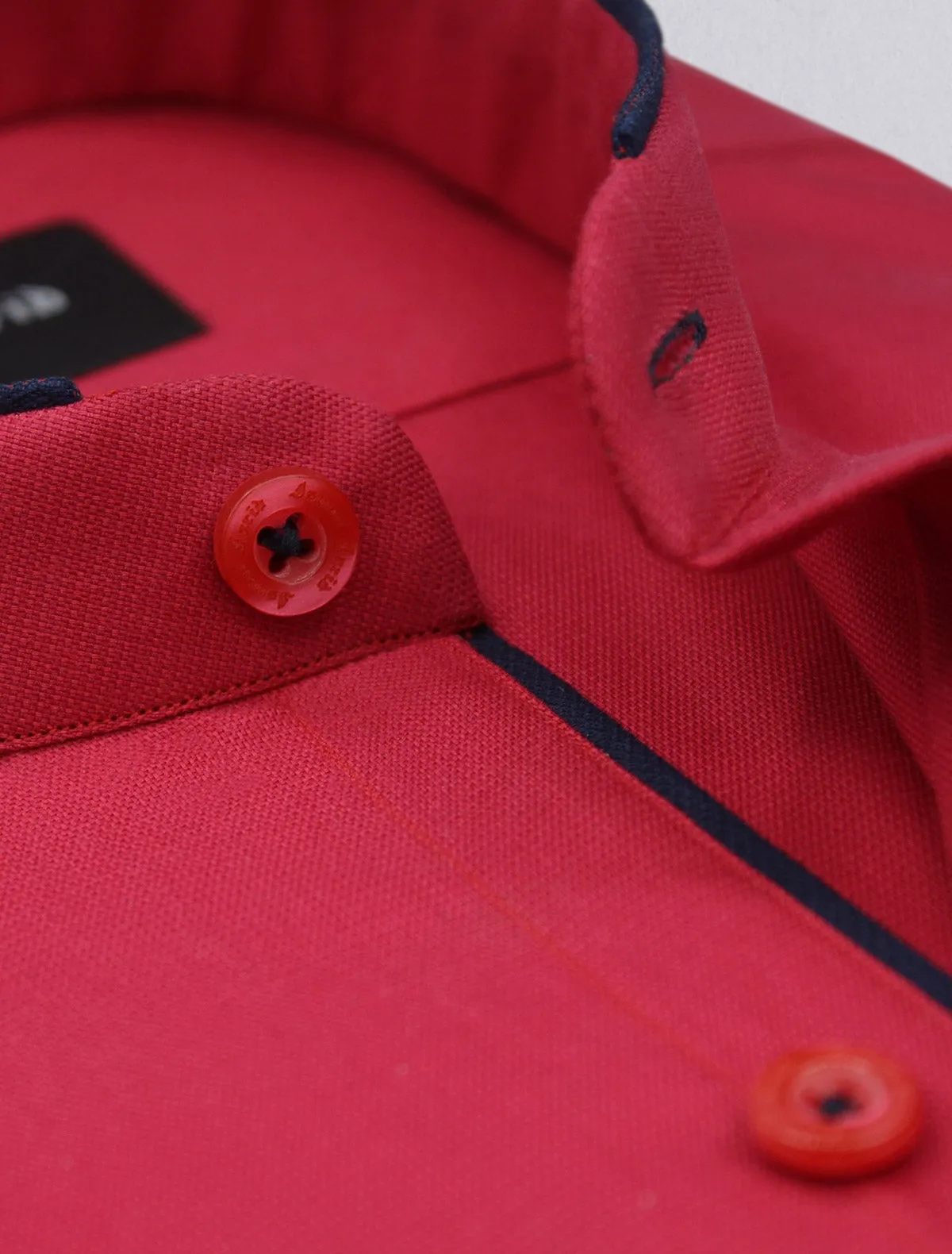 RED MANDARIN COLLAR SHIRT
